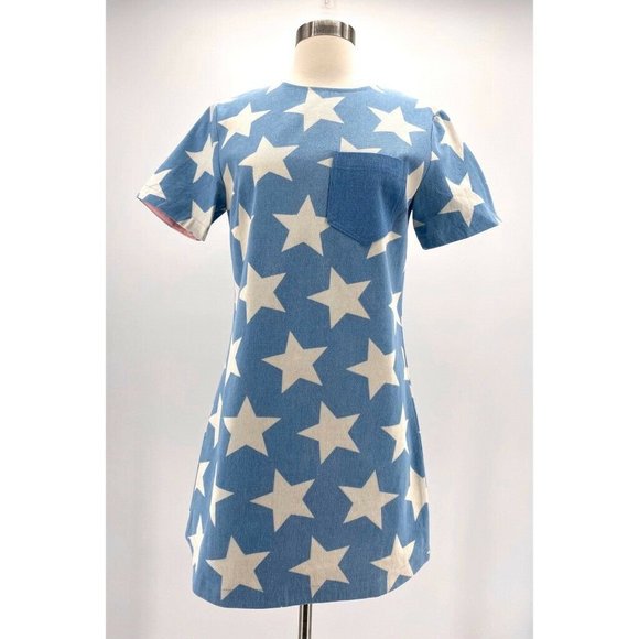 English Factory Dresses & Skirts - English Factory Denim Star Print Dress NWT